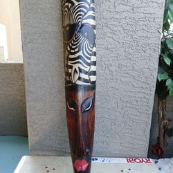 Hand Carved Wooden Wall Madl Zebra Design 