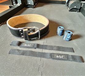 Leather Power Lifting Belt, Wrist guards, Bar Wrist Straps