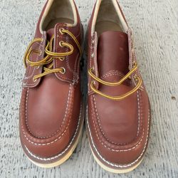 Men’s 9.5 D Sears Brown Leather Smooth Ankle Work Boots Lace-Up
