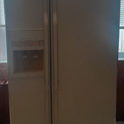 A Regular Refrigerator Color Beige With Ice maker