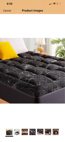 King Mattress Topper, Thick Pillow Top Mattress Pad for Back Pain Relief, Breathable Mattress Protector for Hot Sleepers, Fits 6"-18" Mattress, Dark G