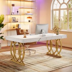 63" Executive Desk, Modern Office Computer Desk With Luxury Design
