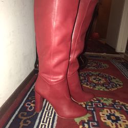  NEW RED LEATHER HEELED  Boots -9.5