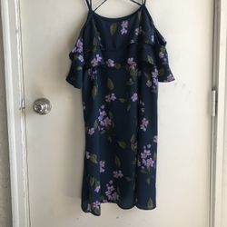 Miami Blue Floral Cold Shoulder Dress