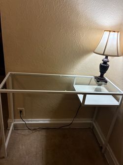 White Metal and Glass Desk