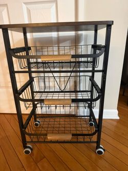 Kitchen storage rolling cart on wheels