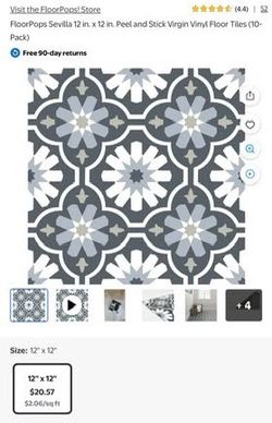 Peel + Stick Floor Tiles NEW - 10 boxes of 10 tiles 12”x12”