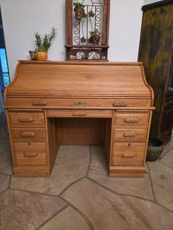 Oak Roll Top Desk