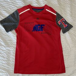 Majestic Texas Rangers Boys Size 10/12 Medium Dry Fit Shirt- Like New