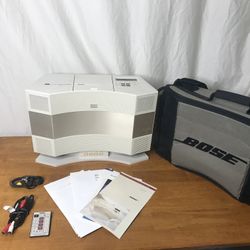BOSE Acoustic Wave Music System CD-3000, AWMS Pedestal PD-2 & Battery Powered Carrying Case