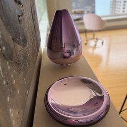 Pair of hand-blown glass vase decor