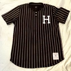 Men’s HUF black and white baseball jersey- Medium