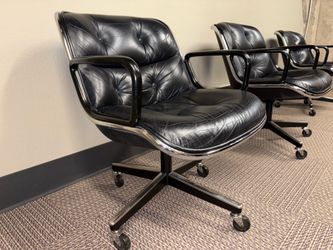 8 Knoll Pollack Chairs and Black Granite Table