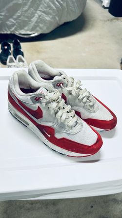 Nike Air Max 1 White Red Sneakers 9.5