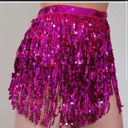 Dark pink tassel skirt, wrap skirt, sequin skirt, tie up skirt, festival skirt, rave outfit, pink skirt