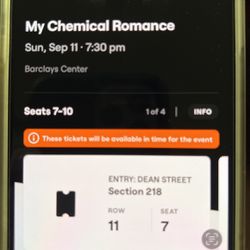 My Chemical Romance concert tickets 4 seats