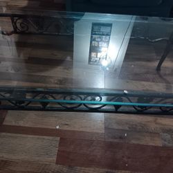 2 Piece Glass And Wrought Iron Coffee Tables