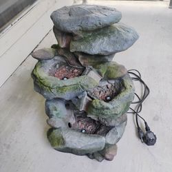 Stacked Rock Tiered Water Fountain with LED Lights