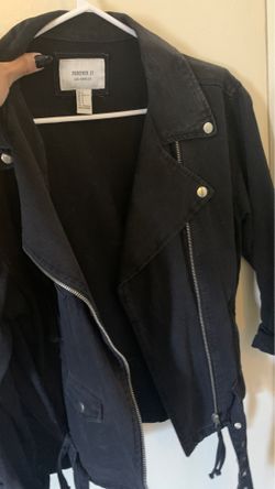 Black denim biker jacket