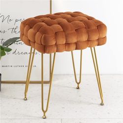 Woven Velvet Vanity Stool 