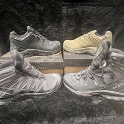 4 Pairs Solomon Outdoor Shoes and Mid Boots. 