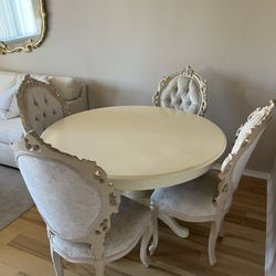 Beige Antique Dining Table 