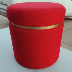 Rivet Asher Modern Storage Ottoman, 15.75" W, Fabric Red 