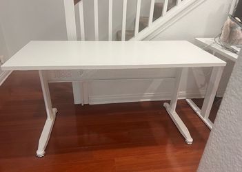 White Desk- Crank style, Adjustable Height