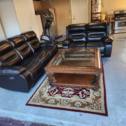 Leather Sofa With Power Reclining 