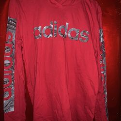 Adidas boys sz18/20 Red Hooded Long Sleeve Pullover New!