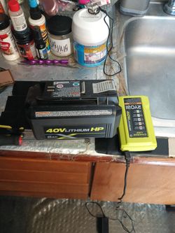 Ryobi battery 40 v , 6 ah plus rapid charger , both for $120