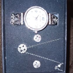 Watch Earrings And Necklace
