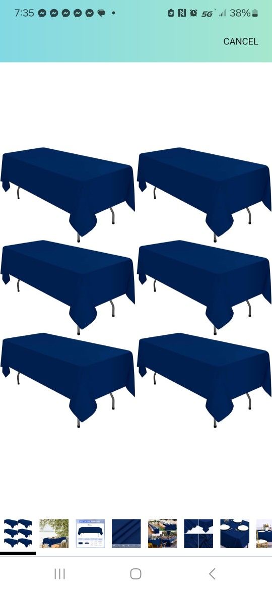 6pack Navy Blue Polyster Rectangular Tablecloth 60xq126