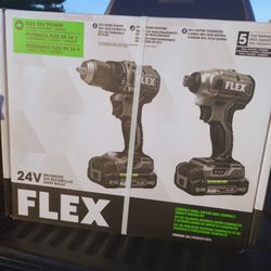  Compact Drill Driver And Compact Impact Driver Kit 24v FLEX BRUSHLESS New Never Opened 