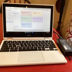 Acer White, CB5-132T N15Q8 11.6" 2-in-1, Touch Screen, Celeron 4GB. Is missing 1 key.  Works well.