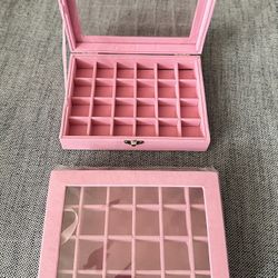 Velvet Jewelry Box, 24 Grid Earrings Jewelry Ring Display Organiser Box for Girls Wife Mom Women,Light pink