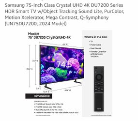 Samsung 75” smart tv 1 year old