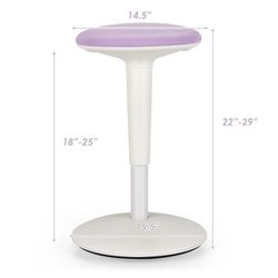 Costway Wobble Stool Height-Adjustable Wiggle Chair Standing Stool w/ Swivel Rock Tilt Purple
