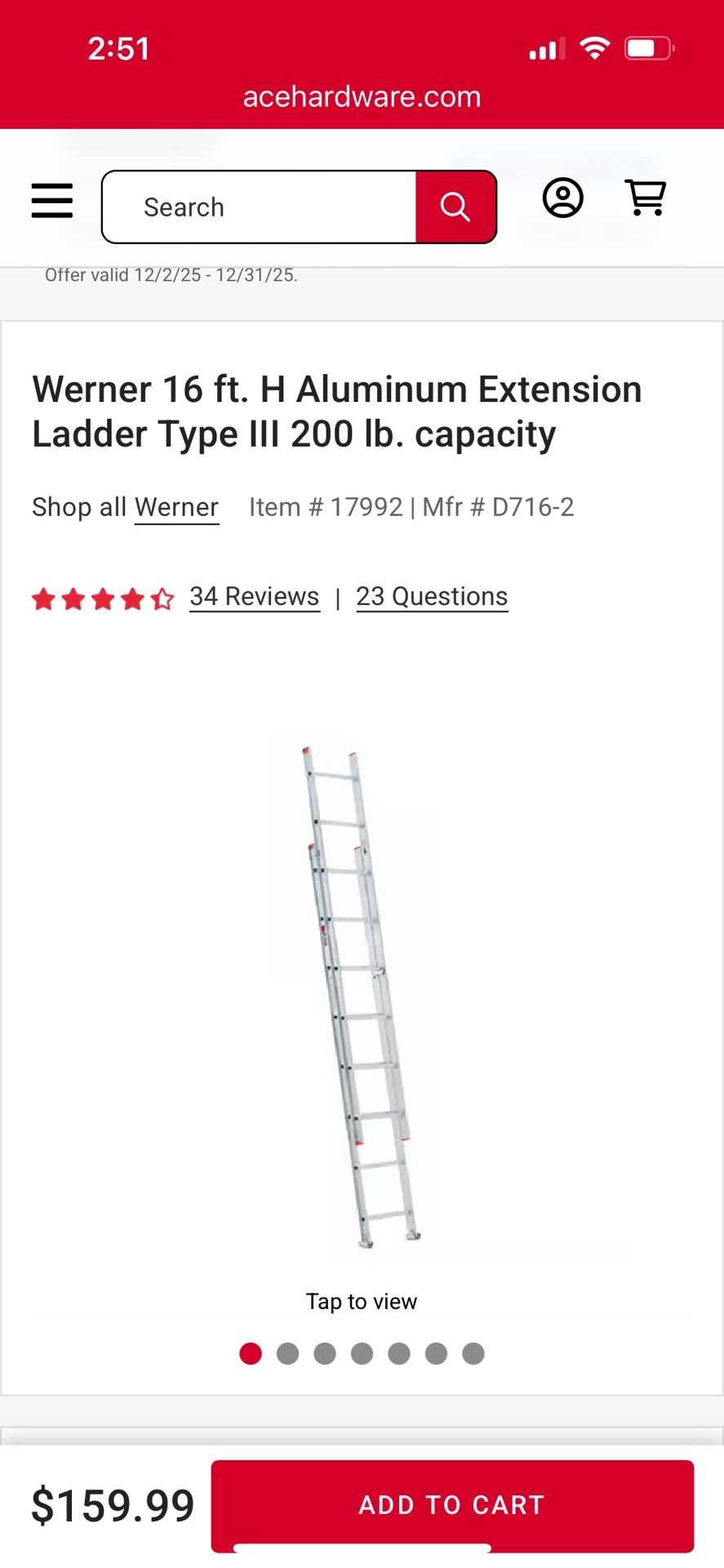 New 16ft Aluminum Extension Ladder