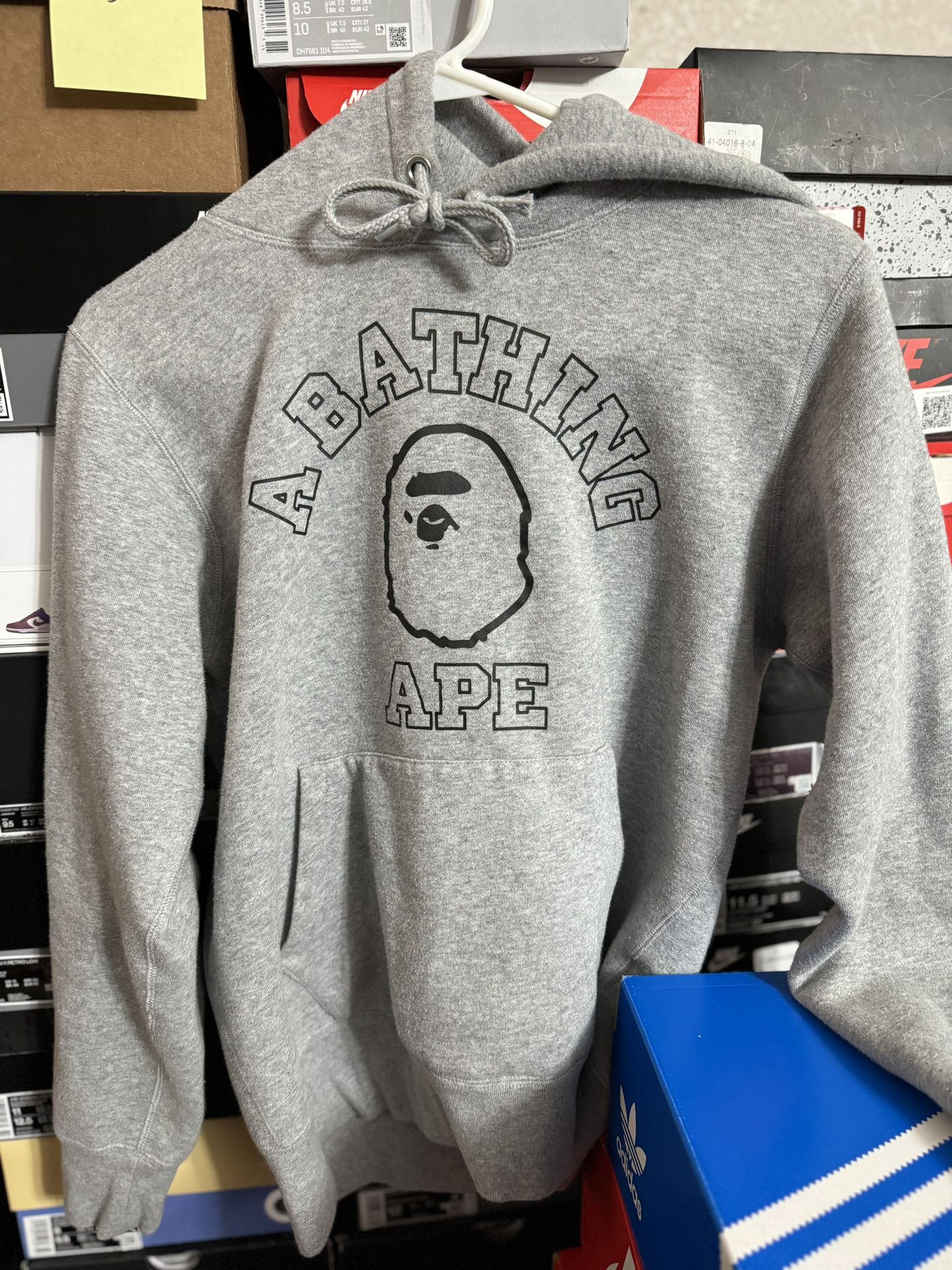 Bape College Logo Pullover Hoodie Grey size M USED But Clean $200