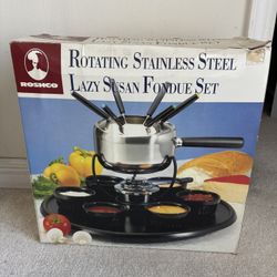 Roshco Rotating Stainless Steel Lazy Susan Fondue Set - Brand New