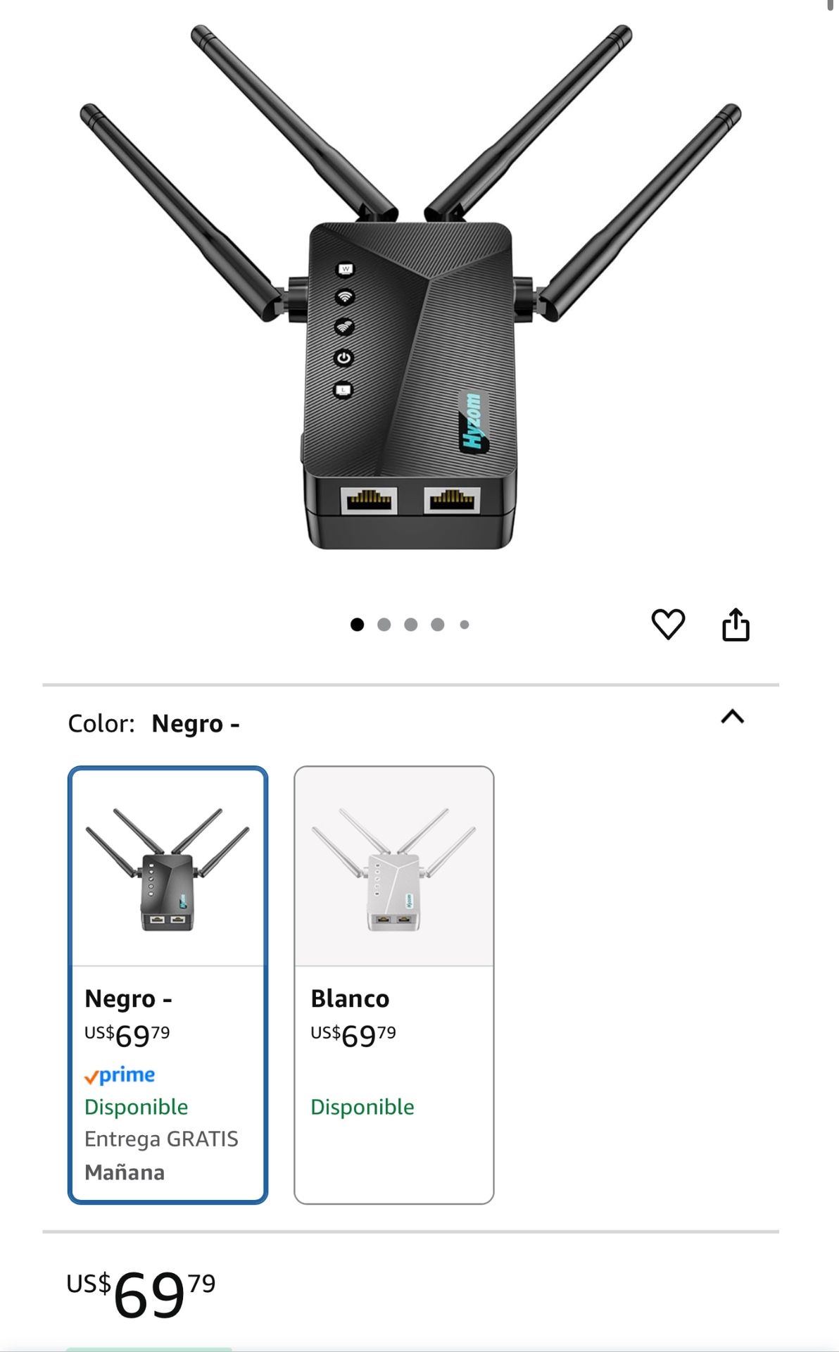 Whole Home & Backyard WiFi Signal Booster - 10,000 sq ft Coverage with 4 Antennas | 90% Faster Internet Booster with Ethernet Port, Wireless Repeater