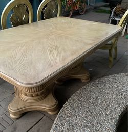 Dining Table with Double Pedestal Base and 4 chairs