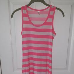 Pink & Light Grey Striped Dress (Girls Size Large)