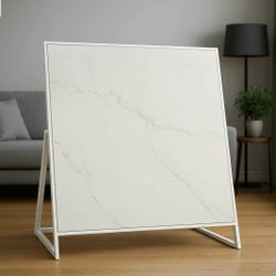 ⛳⚡🌀🎯  48in x 48in Porcelain Tile Rectified Satin Ultra White Calacatta Gold