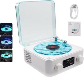 Retro Turntable Bluetooth Speaker with LED Light