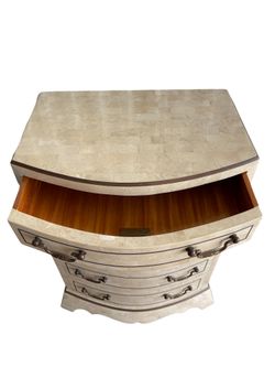 Very Rare Maitland And Smith Tessellated White Coquina Stone 5 Drawer Dresser MCM Coral And Brass