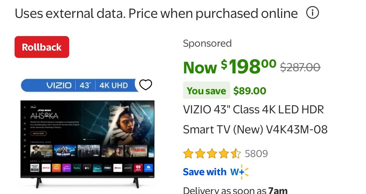 43in Vizio