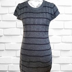 Ambiance Apparel Womens Large Striped Knit Sweater Dress • Pockets High Neckline