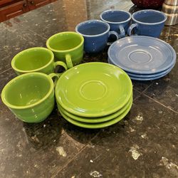 Brand New 12 Pc Homer Laughlin Fiesta Fiestaware 6 Cups + 6 Saucer Sets. $85 